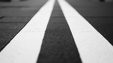 Fototapeta premium A narrow line of black and white stripes, captured in a monochrome photo, highlighting the stark contrast.