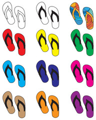 Vector illustration of slippers collection on transparent background eps 10