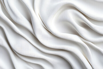 Obraz premium Elegant draped white fabric, soft flowing texture, gentle curves and waves, embodies simplicity and sophistication, ideal for fashion or interior design inspiration.