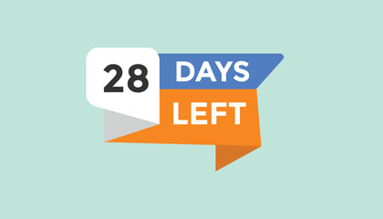 28 days left Countdown number banner templates. time icon. Vector Illustration 
