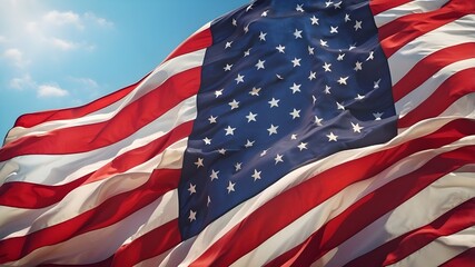 The USA flag waving in the breeze