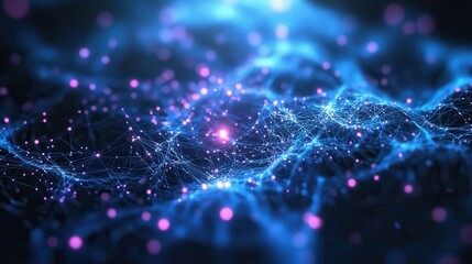 Obraz premium Abstract Blue and Pink Network Background - Digital Technology, Science, and Data Connectivity.