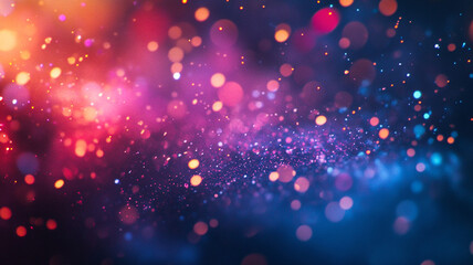 Fototapeta premium Abstract colorful bokeh background with vibrant orbs and subtle glowing particles at night