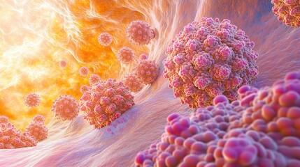 Human Papillomavirus (HPV) on Skin Cells, Textural Focus on Virus and Initial Infection Stage