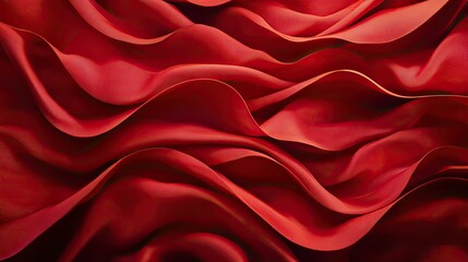 Obraz premium A rich red fabric adorned with a wave-like pattern, blending movement and color beautifully.
