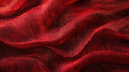 Fototapeta premium A rich red fabric adorned with a wave-like pattern, blending movement and color beautifully.