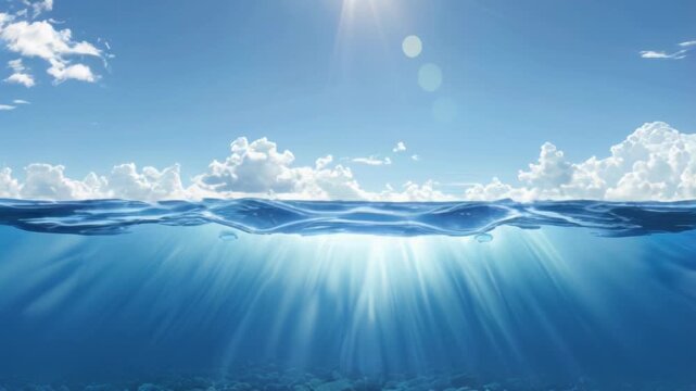 underwaterocean seascape background, clear water with sunshine