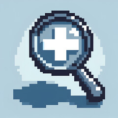 Obraz premium Pixel Art Search Icon Plus
