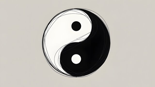 recommend clip art: Stylized Yin-Yang Symbol with Intricate Line Work