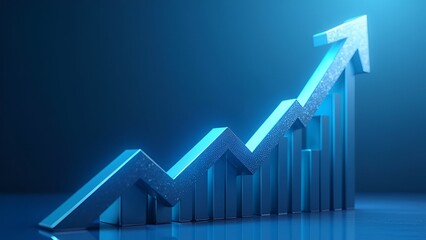Financial stock market graph on blue background, business growth success concept