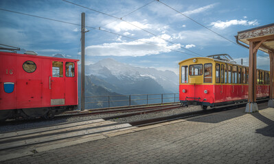 Obraz premium Schynige Platte railway station in the Bernese Oberland, Switzerland