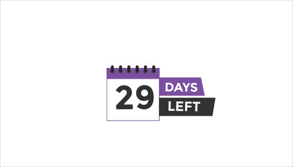 29 days left Countdown number banner templates. time icon. Vector Illustration 