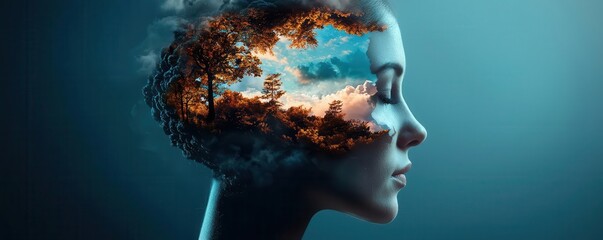 A serene landscape emerging from a chaotic mind, visualizing the journey from mental illness to rehabilitation mental illness, mental health, rehabilitation