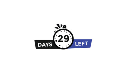 29 days left Countdown number banner templates. time icon. Vector Illustration 