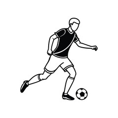 Naklejka premium A boy playing football single continuous line art vector illustration 