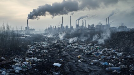 Industrial Pollution and Garbage Dump Environmental Impact of Factories