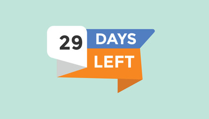 29 days left Countdown number banner templates. time icon. Vector Illustration 