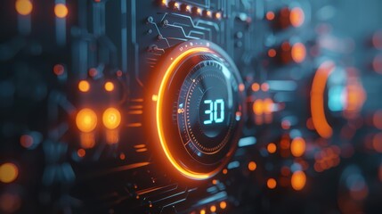 Futuristic Interface with Digital Timer