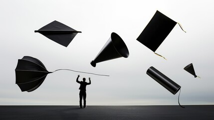 Various attributes related to the work of a PR specialist fly in the air