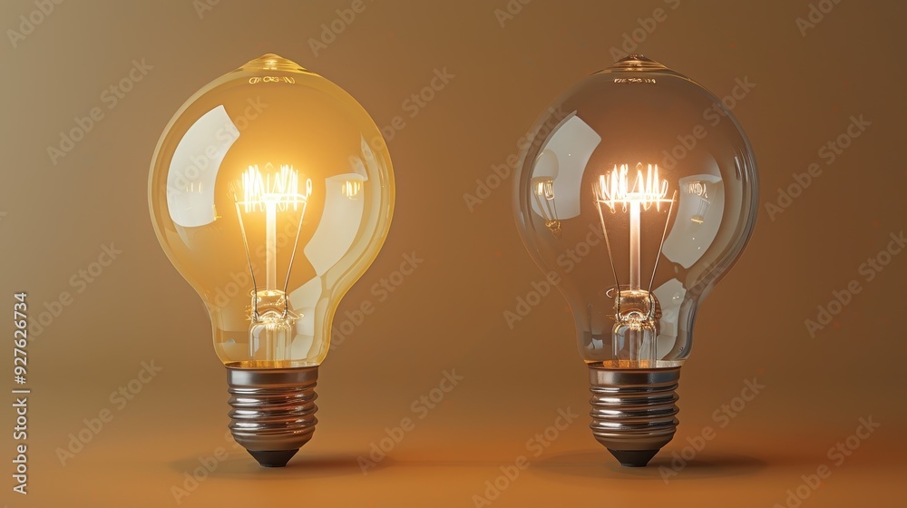 Wall mural two light bulbs on a brown background