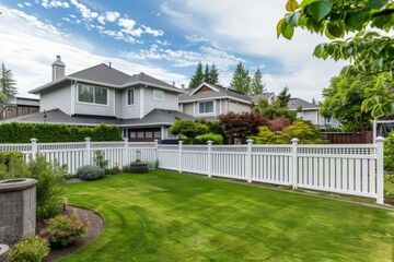 vinyl fence installation that wraps around the exterior of backyard