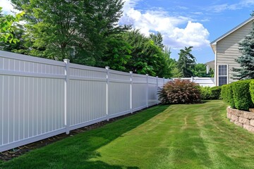 vinyl fence installation that wraps around the exterior of backyard