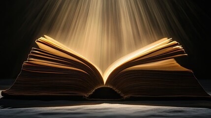 An open book with beams of light shining out, symbolizing the wonder and magic within its pages.