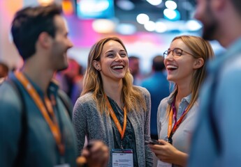 Conference attendees chat and network, building connections while attending workshops and business sessions.