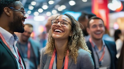 Conference attendees chat and network, building connections while attending workshops and business sessions.
