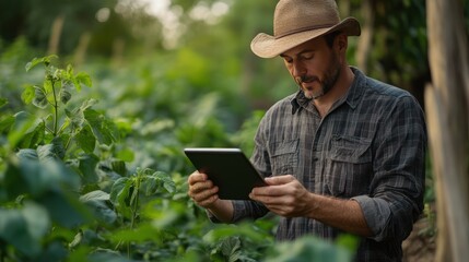 Smart farmer using application by tablet concepts modern agricultural technology