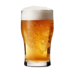Refreshing Glass of Pale Beer with Foamy Head and Bubbles.
