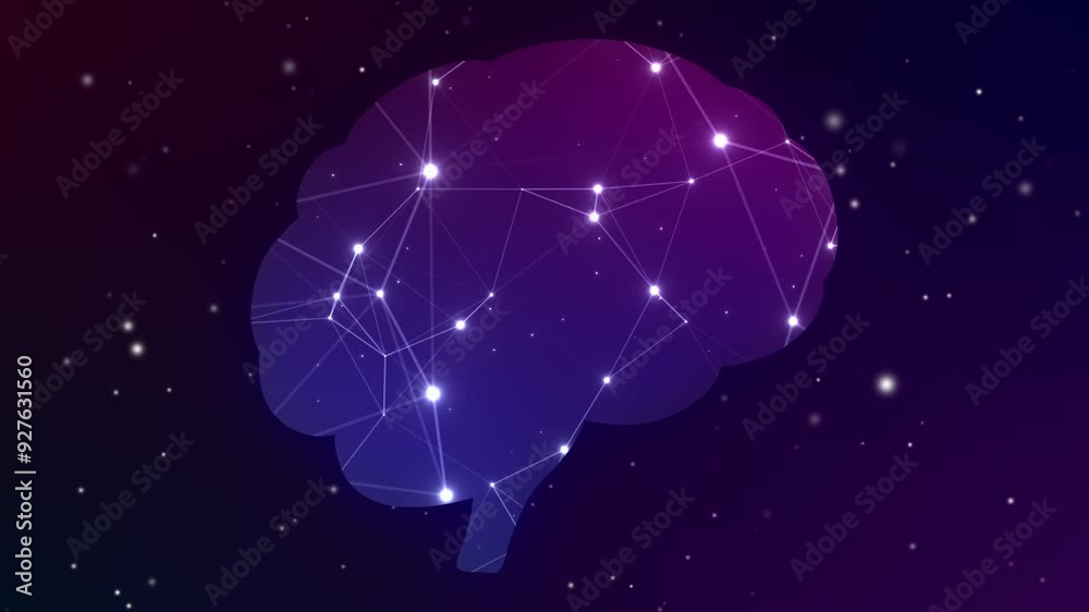 Poster Brain activity, web consciousness graphic, thinking process, artificial intelligence concept animation