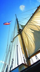 Obraz premium Setting sail, sailing, future vision, dream, new starting point, ready to sail, vast ocean, starting point, dream realization, starting line, inspiration, create unlimited, new chapter, vast sky, turb