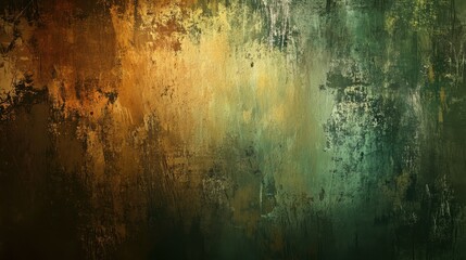 Obraz premium Abstract Green and Gold Texture Background - Grunge, Vintage, Wall, Brushstrokes.