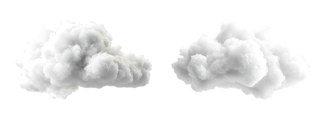 Set of white clouds in the sky on transparent