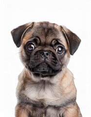 Obraz premium パグの子犬のポートレート（Pug puppy portrait on white background） 