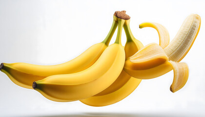banana floating in the air, isolated on white background