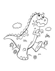 Cute Silly Dinosaur Vector Illustration Coloring Page Art