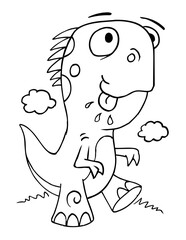 Cute Silly Dinosaur Vector Illustration Coloring Page Art
