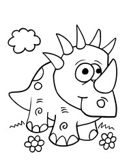 Cute Silly Dinosaur Vector Illustration Coloring Page Art