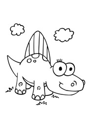 Cute Silly Dinosaur Vector Illustration Coloring Page Art