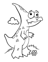 Cute Silly Dinosaur Vector Illustration Coloring Page Art