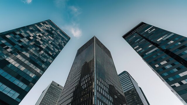 Low angle view of buildings against clear sky. made with generative Ai