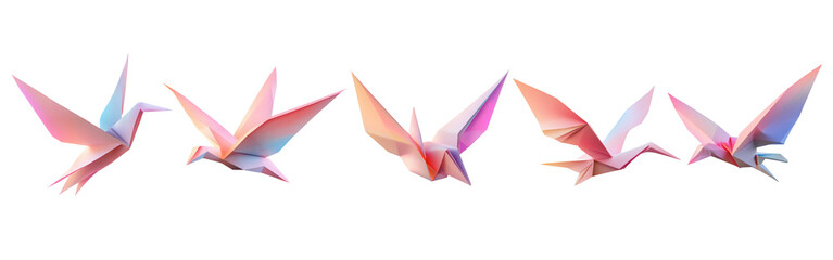 Naklejka premium Set of Delicate Origami Paper Artwork against Transparent Background