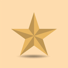 Luxurious 3D gold star with a subtle, elegant shadow for a refined and polished look