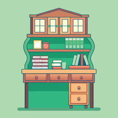 Obraz premium Desk Hutch for Home Office and Workspace Organization
