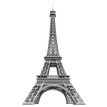 Eiffel Tower in Paris, Europe. Isolated on transparent background, PNG.