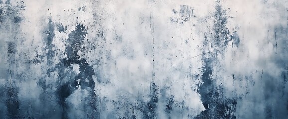 Weathered concrete wall with blue and white paint, showing the texture and imperfections of the surface.