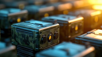 Military radios with rugged design, secure communication channels, 3D illustration