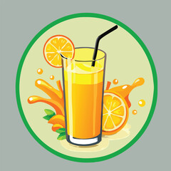Orange fruit Juice vector logo
